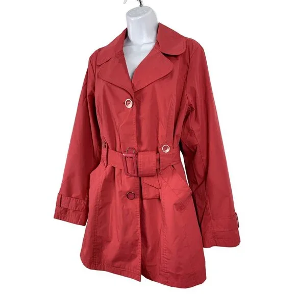 cg.l.cg Womens Pink Belted Trench Coat Style Size Large - Picture 4 of 14